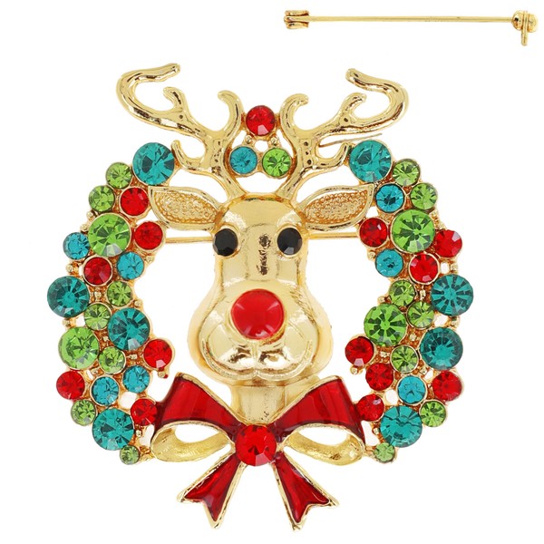 Christmas Wreath Reindeer Pin - Salt and Grace Boutique