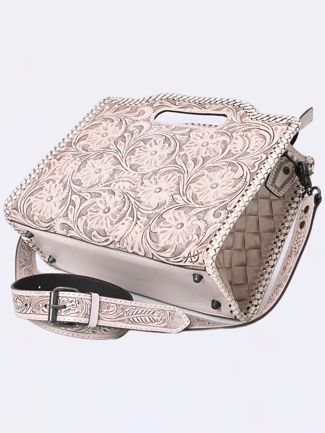 Prairie Rose Tooled Leather Clutch Bag