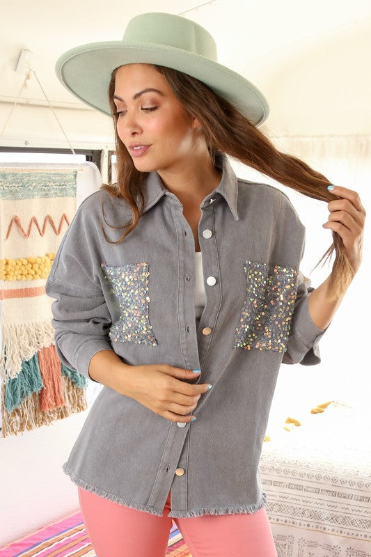 Sequin Pockets Cowgirl Oversized Jacket - Salt and Grace Boutique