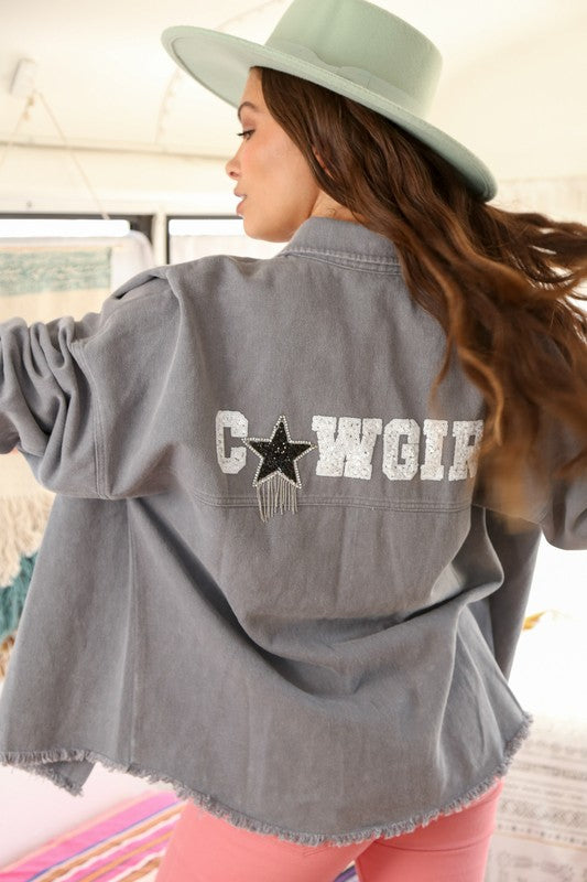 Sequin Pockets Cowgirl Oversized Jacket - Salt and Grace Boutique