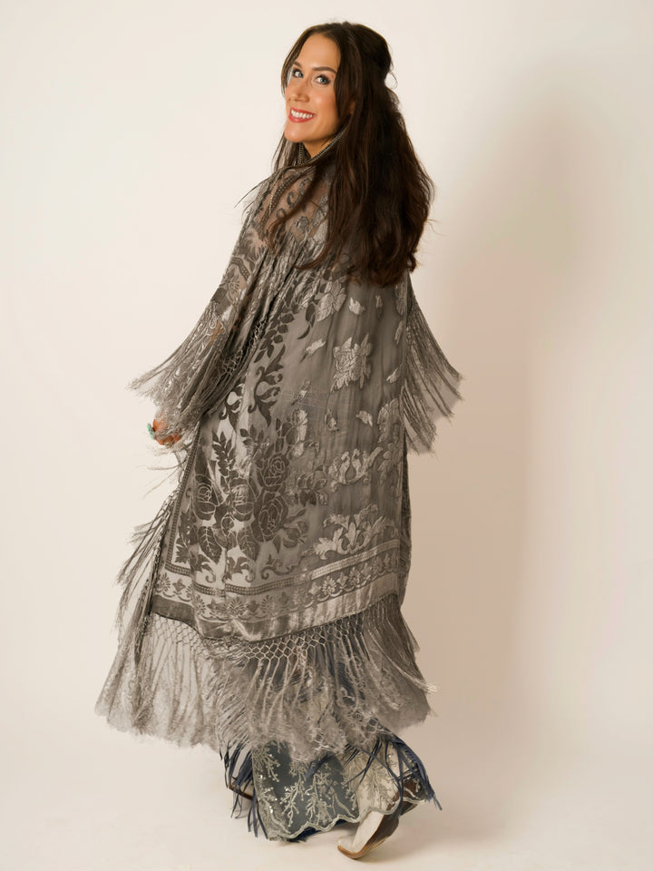 Stevie Nicks Burnout Velvet & Lace Duster