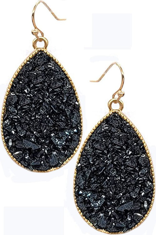 Druzy Stone Dangle Earrings - Salt and Grace Boutique