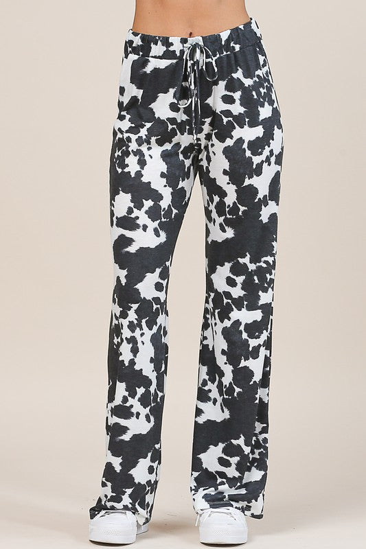 Cow Print Relaxed Pants - Salt and Grace Boutique