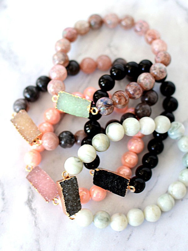 Druzy Stone Beaded Bracelet - Salt and Grace Boutique