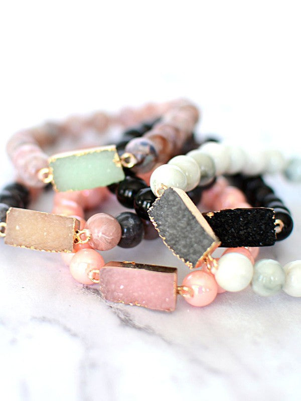 Druzy Stone Beaded Bracelet - Salt and Grace Boutique