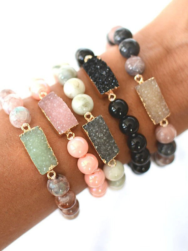 Druzy Stone Beaded Bracelet - Salt and Grace Boutique