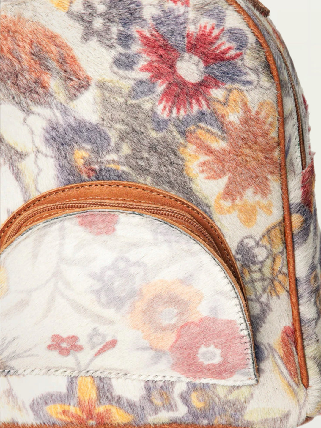 Floral Cowhide Mini Backpack