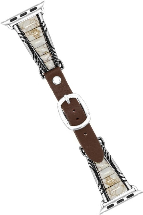 Western Trapezoid Gemstone Apple Watch Leather Band - Salt and Grace Boutique