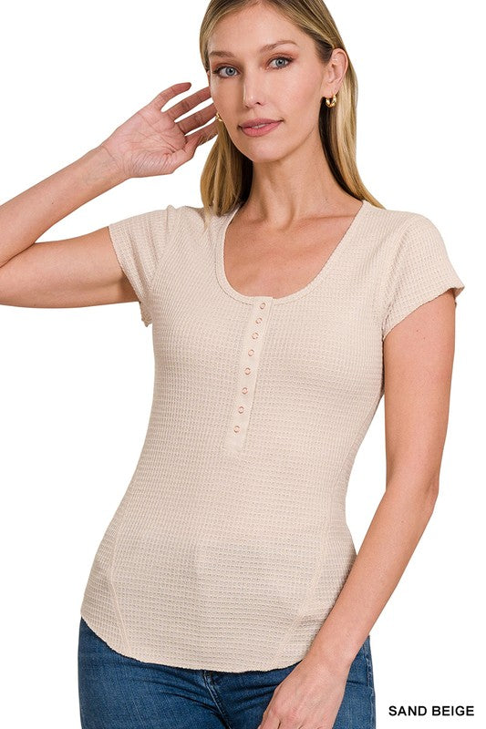 Waffle Cap Sleeve Top - Salt and Grace Boutique