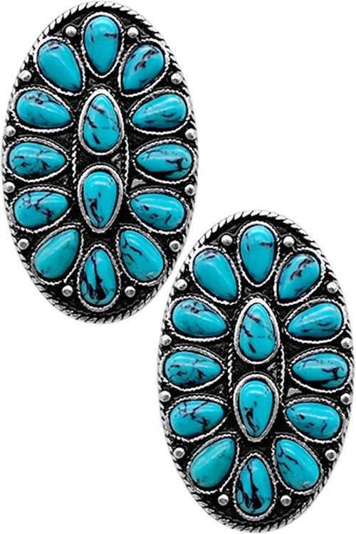 Western Turquoise Concho Stud Earrings - Salt and Grace Boutique