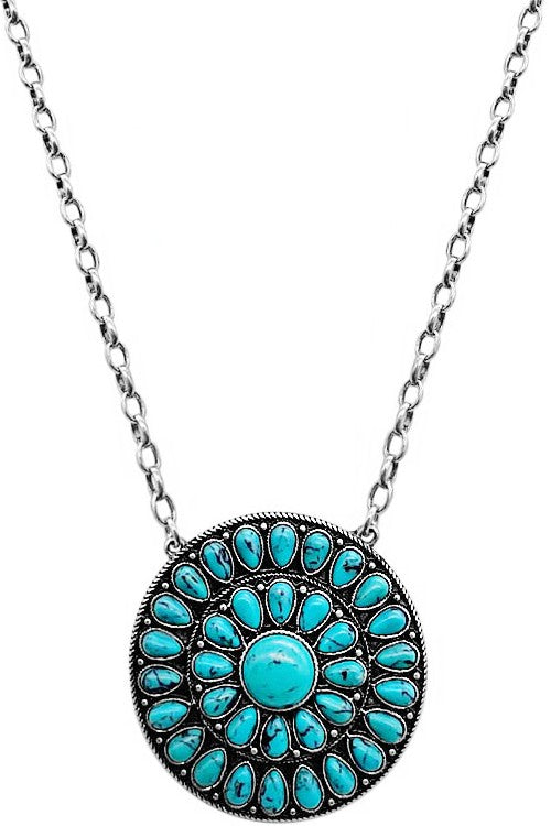 Western Concho Turquoise Pendant Necklace - Salt and Grace Boutique