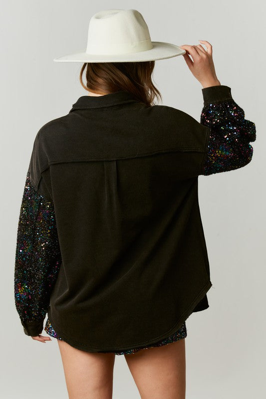 black sequin shacket - Salt and Grace Boutique