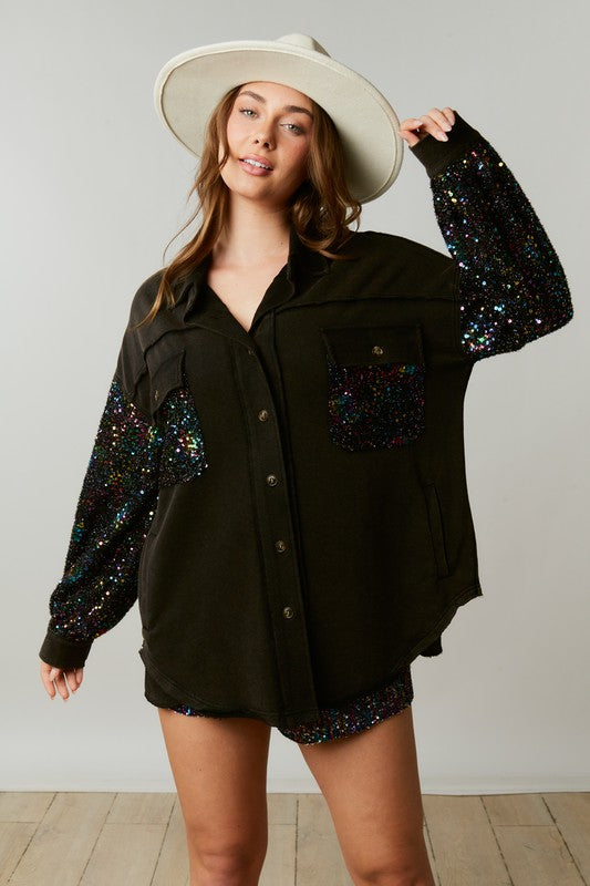 black sequin shacket - Salt and Grace Boutique