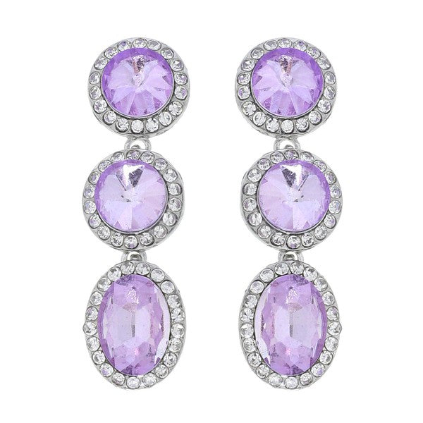 3 Tier Crystal Rhinestone Halo Earrings - Salt and Grace Boutique