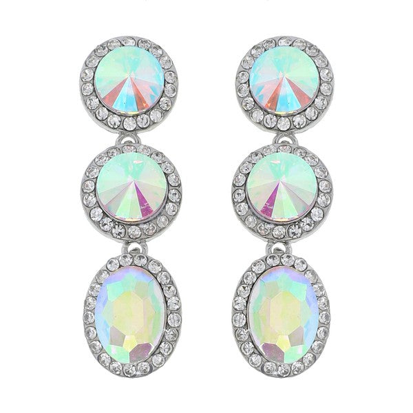 3 Tier Crystal Rhinestone Halo Earrings - Salt and Grace Boutique