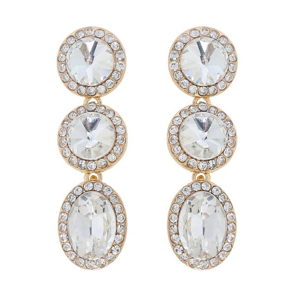 3 Tier Crystal Rhinestone Halo Earrings - Salt and Grace Boutique