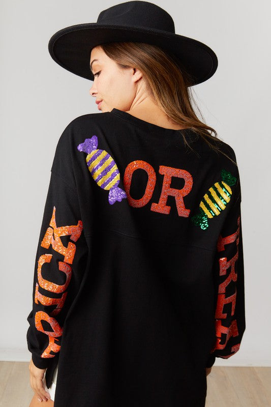 Loose Fit Trick or Treat Long Sleeve Top - Salt and Grace Boutique