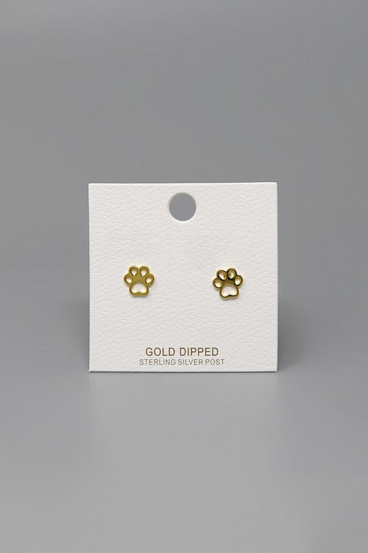 Paw Gold Dipped Stud Earrings - Salt and Grace Boutique