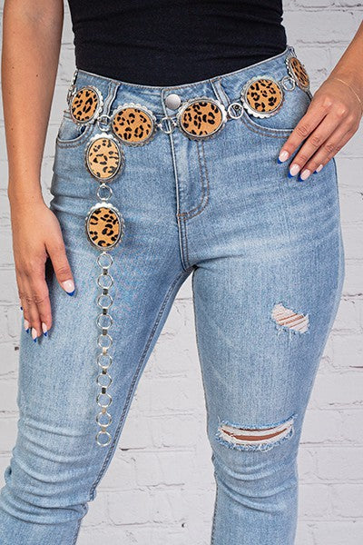 Leopard Print Concho Belt - Salt and Grace Boutique