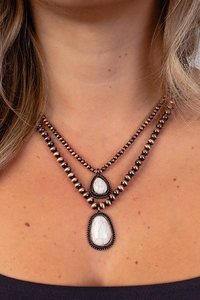 Layered Double Turquoise Pendant Necklace - Salt and Grace Boutique