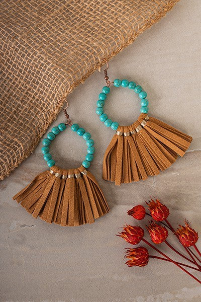 Beaded Hoop Tassel Earrings - Salt and Grace Boutique