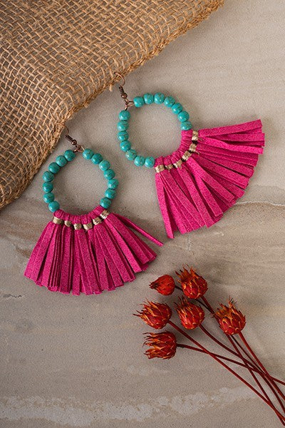 Beaded Hoop Tassel Earrings - Salt and Grace Boutique