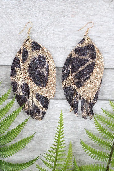 Leopard Feather Earrings - Salt and Grace Boutique