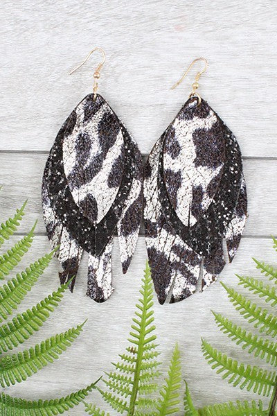 Leopard Feather Earrings - Salt and Grace Boutique