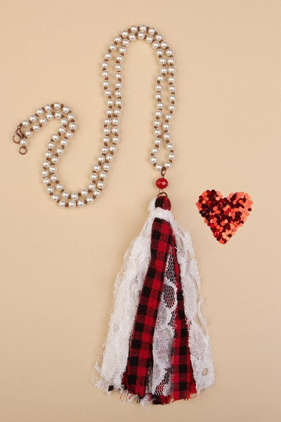 Plaid Tassel Necklace - Salt and Grace Boutique