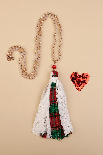 Plaid Tassel Necklace - Salt and Grace Boutique