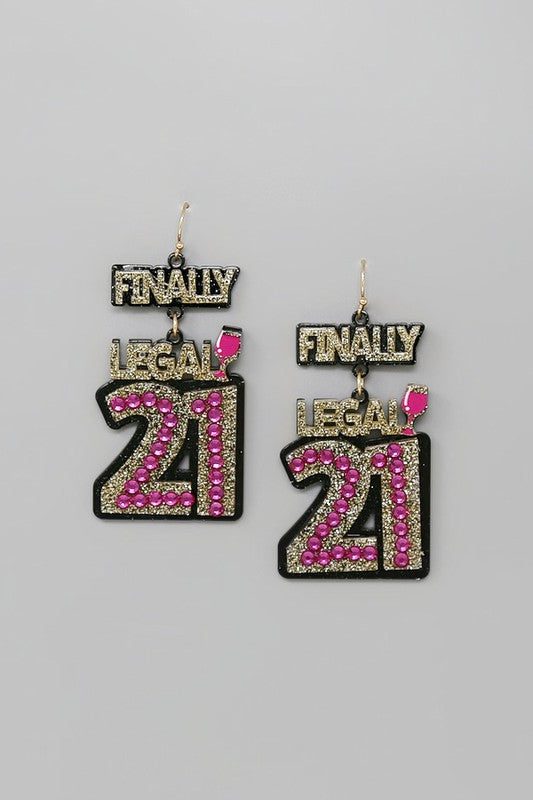 Finally Legal 21 Glitter Earrings - Salt and Grace Boutique