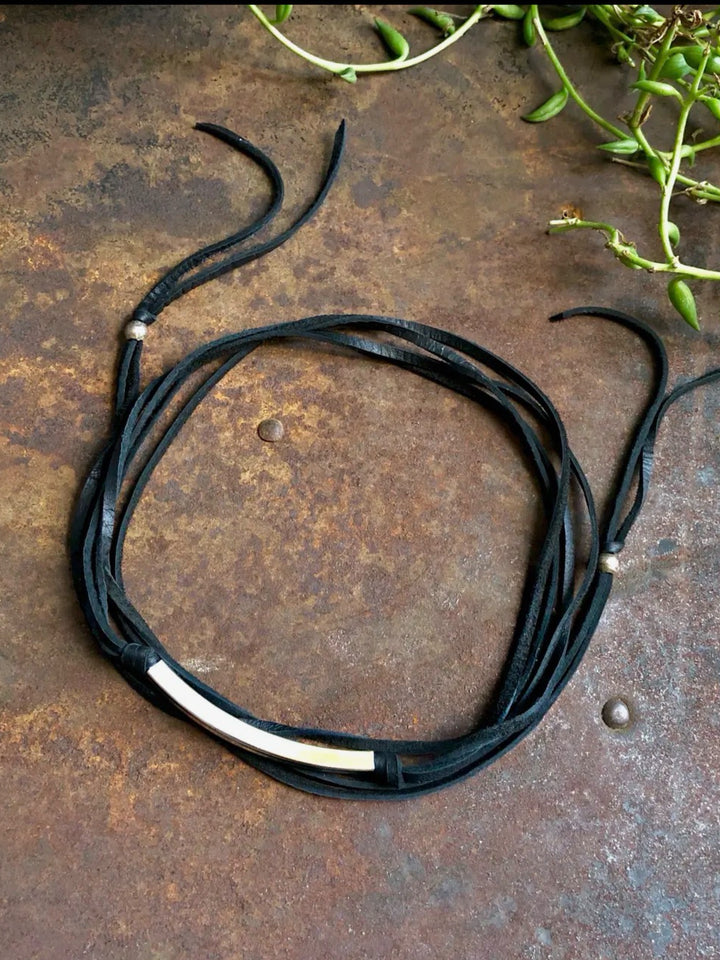 Black Deerskin Leather Wrap - Multi-Wear Versatile Jewelry Accessory