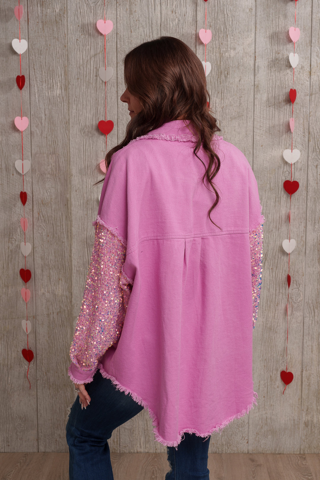 Pink Oversized Sequin Shacket