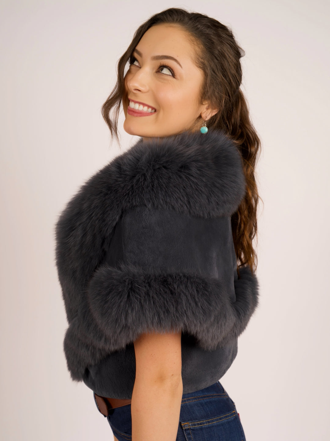 Premium Rabbit & Fox Fur Cape