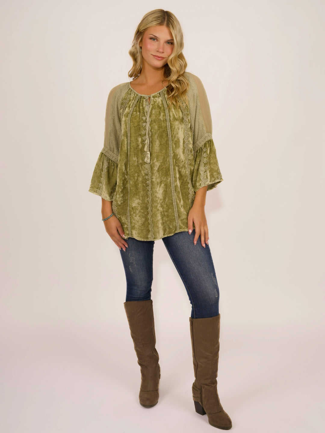 Boho Velvet Peasant Blouse