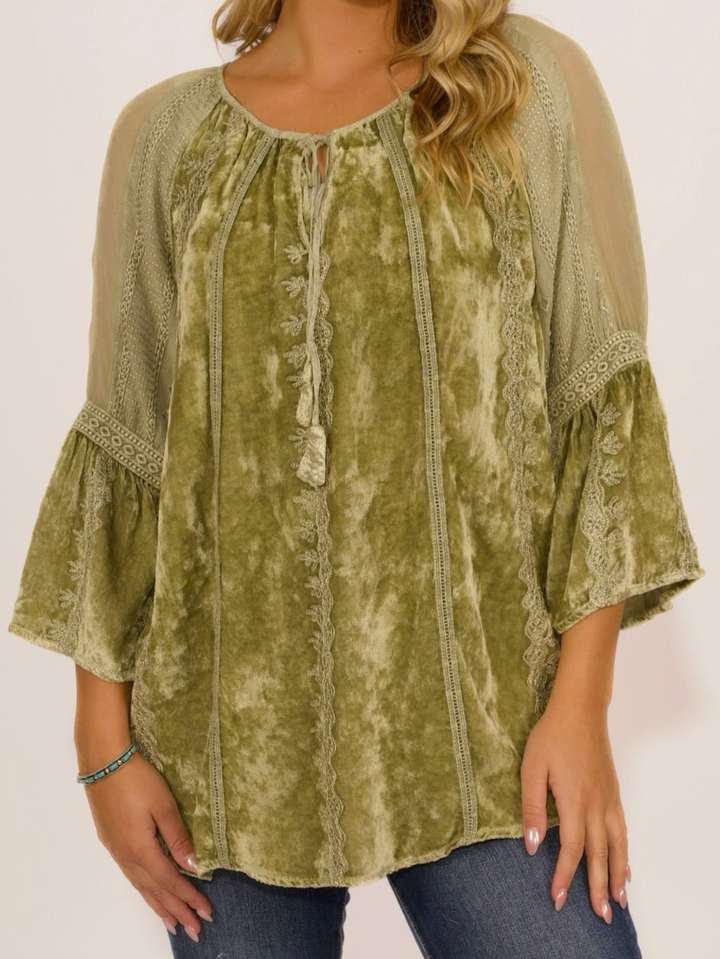 Boho Velvet Peasant Blouse