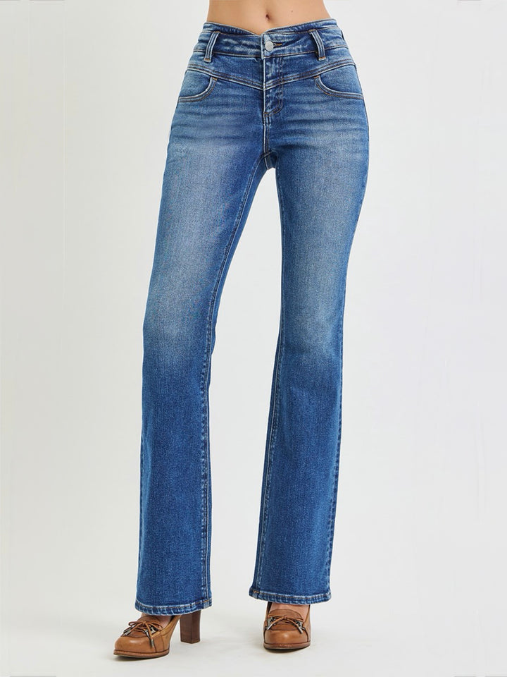 Risen Mid Rise Western Yoke Bootcut Jeans