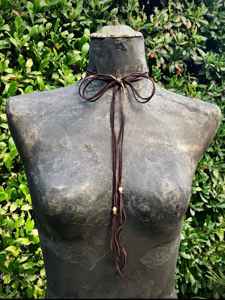 Brown Deerskin Leather Wrap - Multi-Wear Versatile Jewelry Accessory