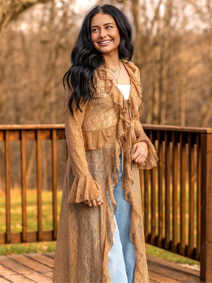 Charolette Lightweight Sheer Lace Duster Cardigan