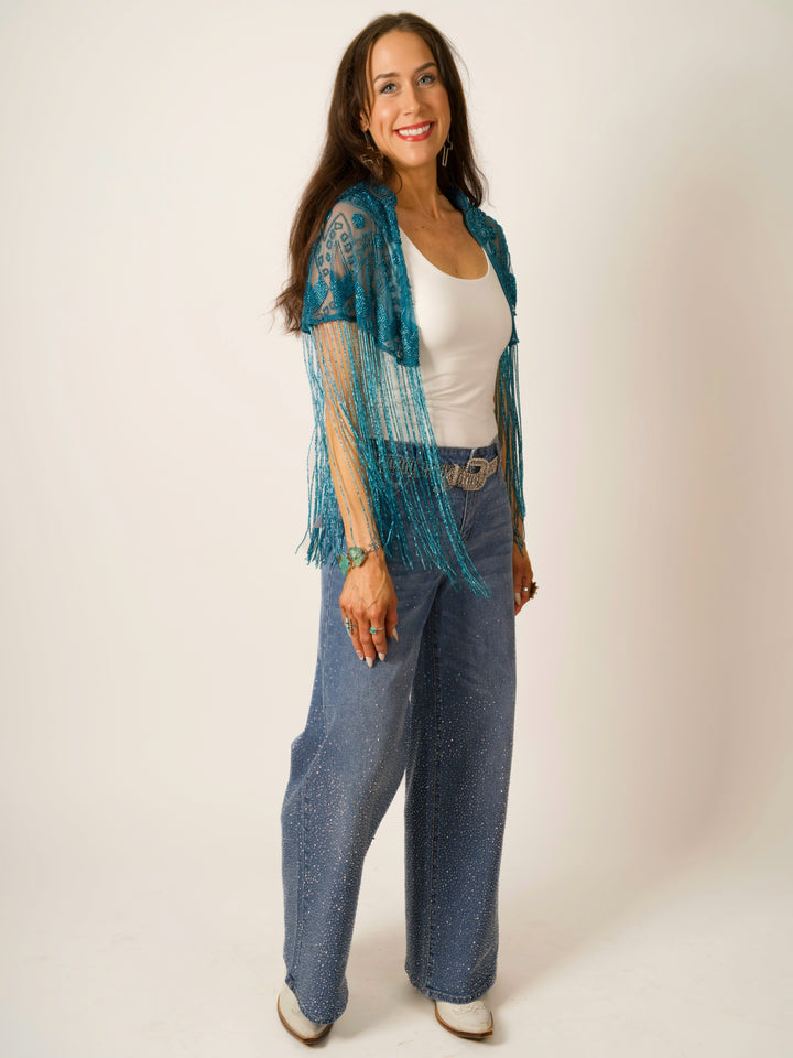 Turquoise Beaded Cape