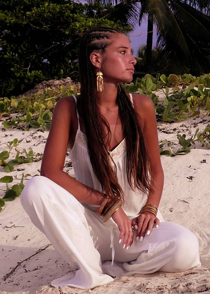 Exclusive Hammered Brass Chandelier Boho Earrings