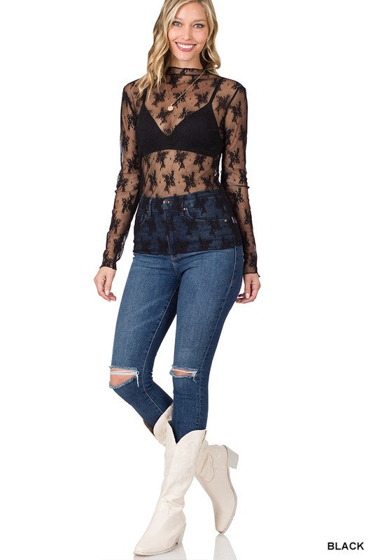 Lace See-Through Layering Top - Salt and Grace Boutique