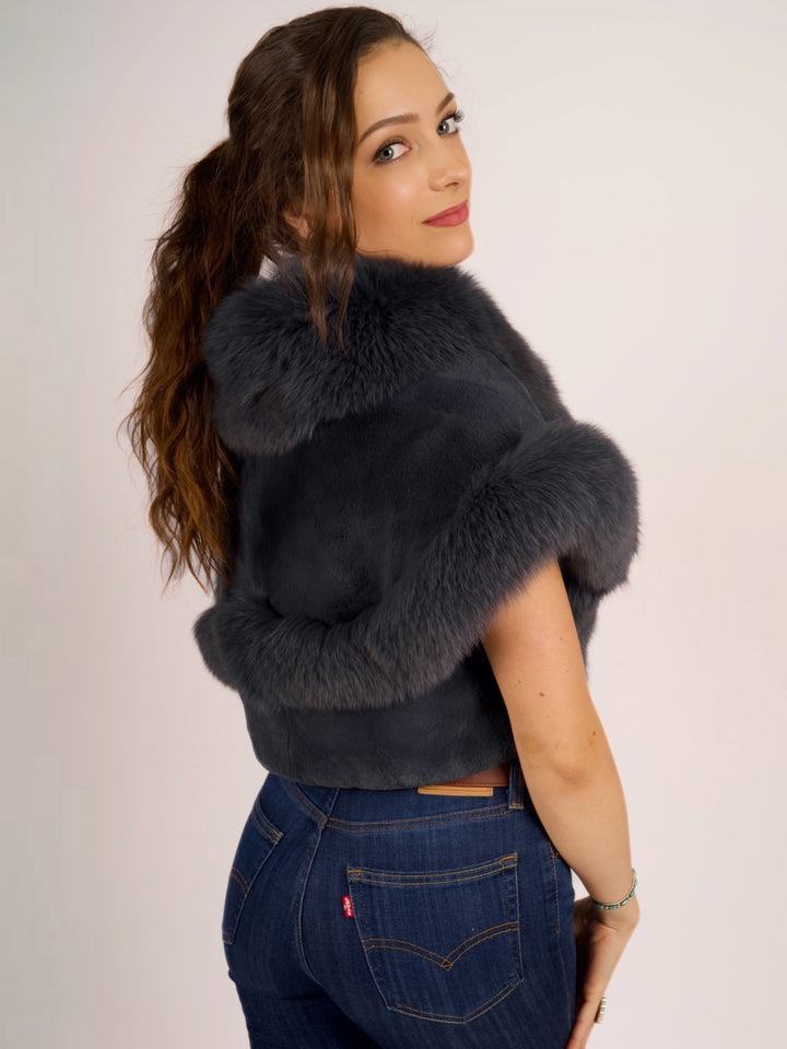 Premium Rabbit & Fox Fur Cape