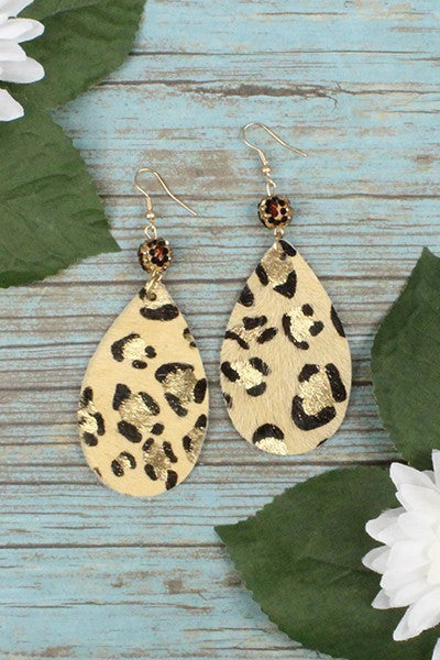Crystal Bead Leopard Earrings - Salt and Grace Boutique