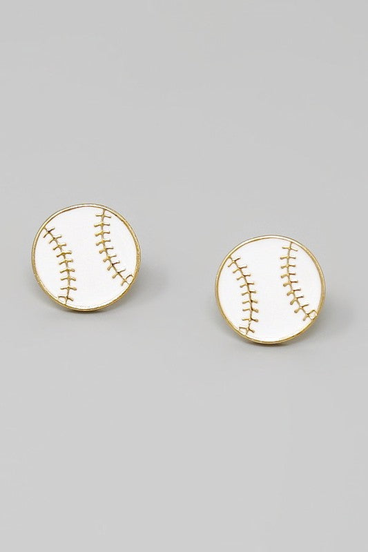 Baseball Enamel Stud Earrings - Salt and Grace Boutique