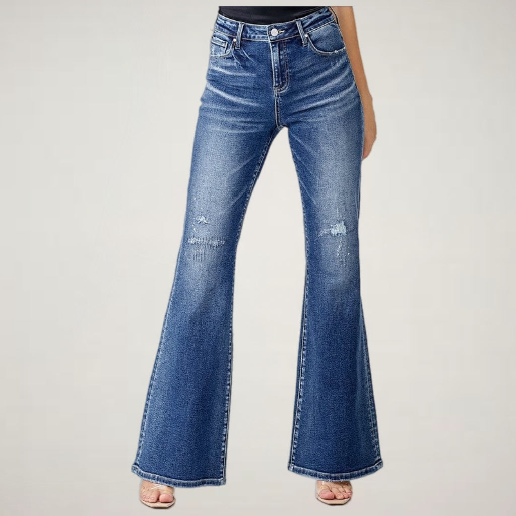 Distressed Mid Rise Flared Jeans - Salt and Grace Boutique