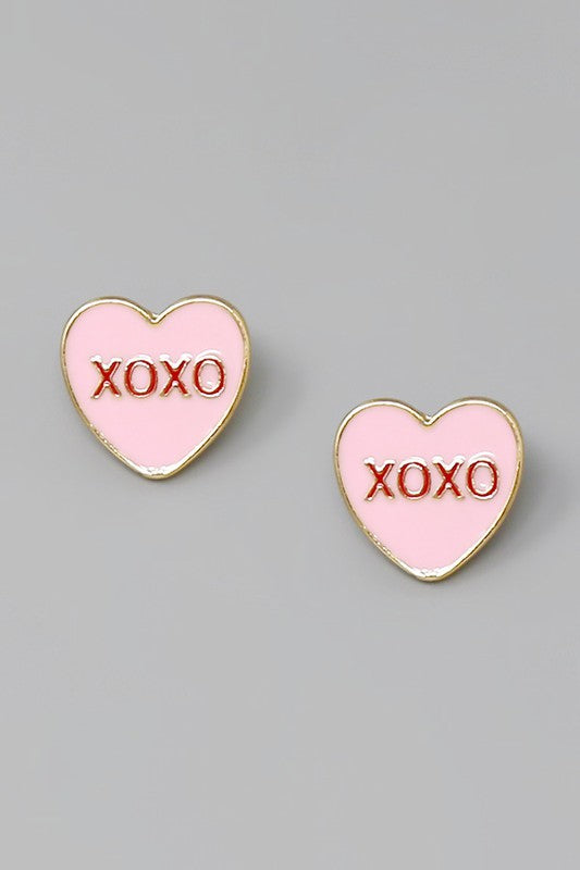 XOXO Heart Enamel Stud Earrings - Salt and Grace Boutique