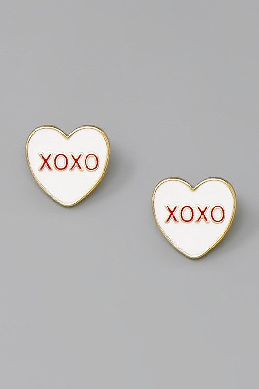 XOXO Heart Enamel Stud Earrings - Salt and Grace Boutique