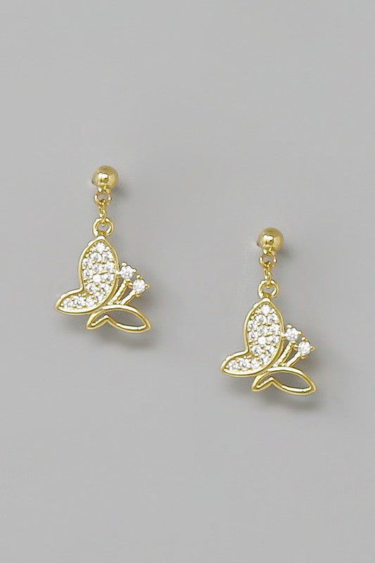 Butterlfy CZ Pave Drop Earrings - Salt and Grace Boutique