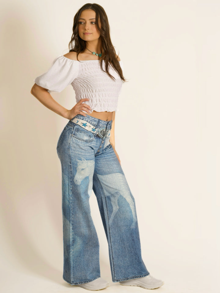 Wild Horse Wide Leg Western Jeans